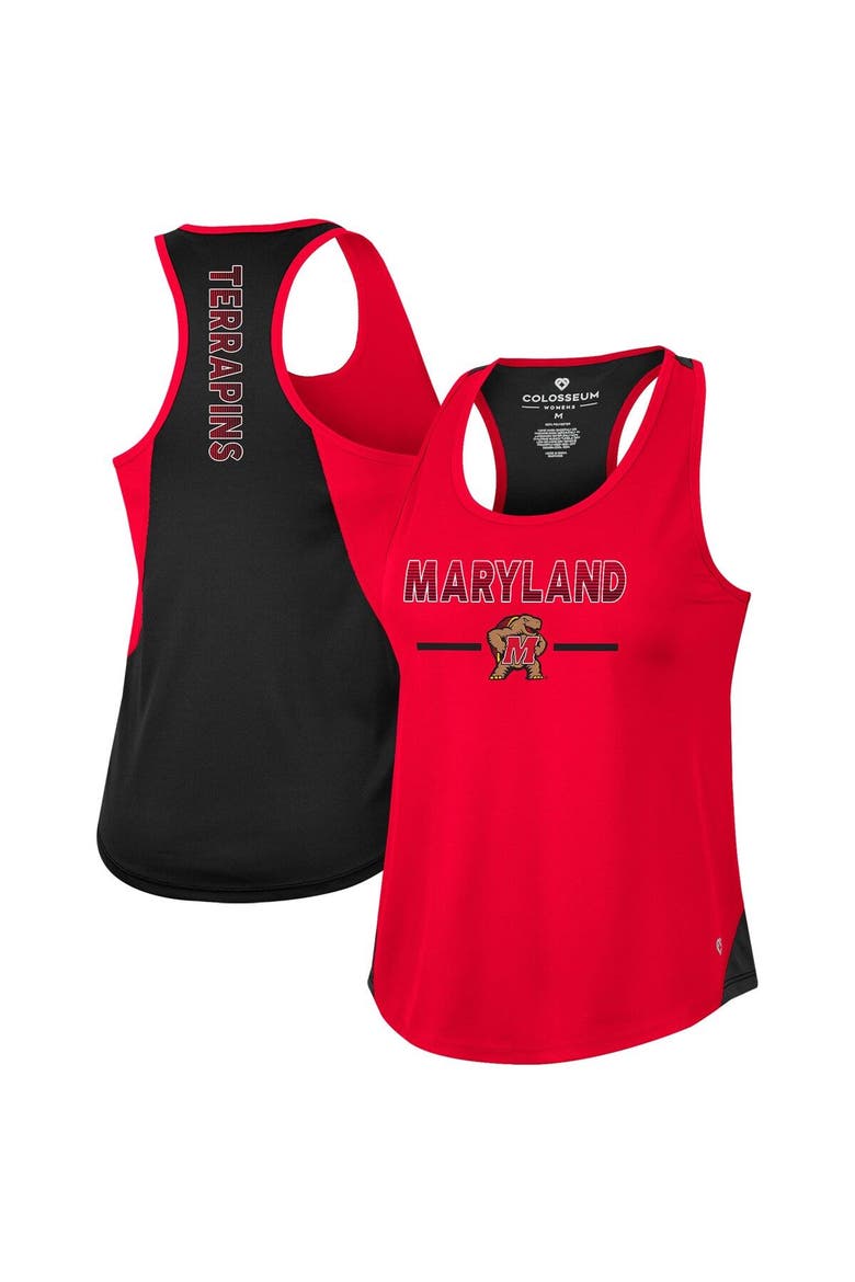 Women's Colosseum Red Maryland Terrapins Sachs 2-Hit Scoop Neck Racerback Tank Top, Alternate, color, Red