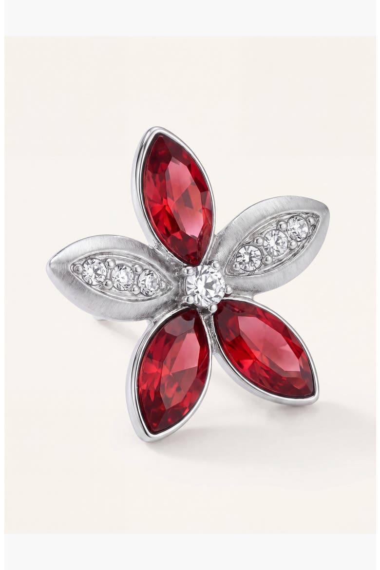 Elegant Crystal Flower Stud Earrings, Alternate, color, Red
