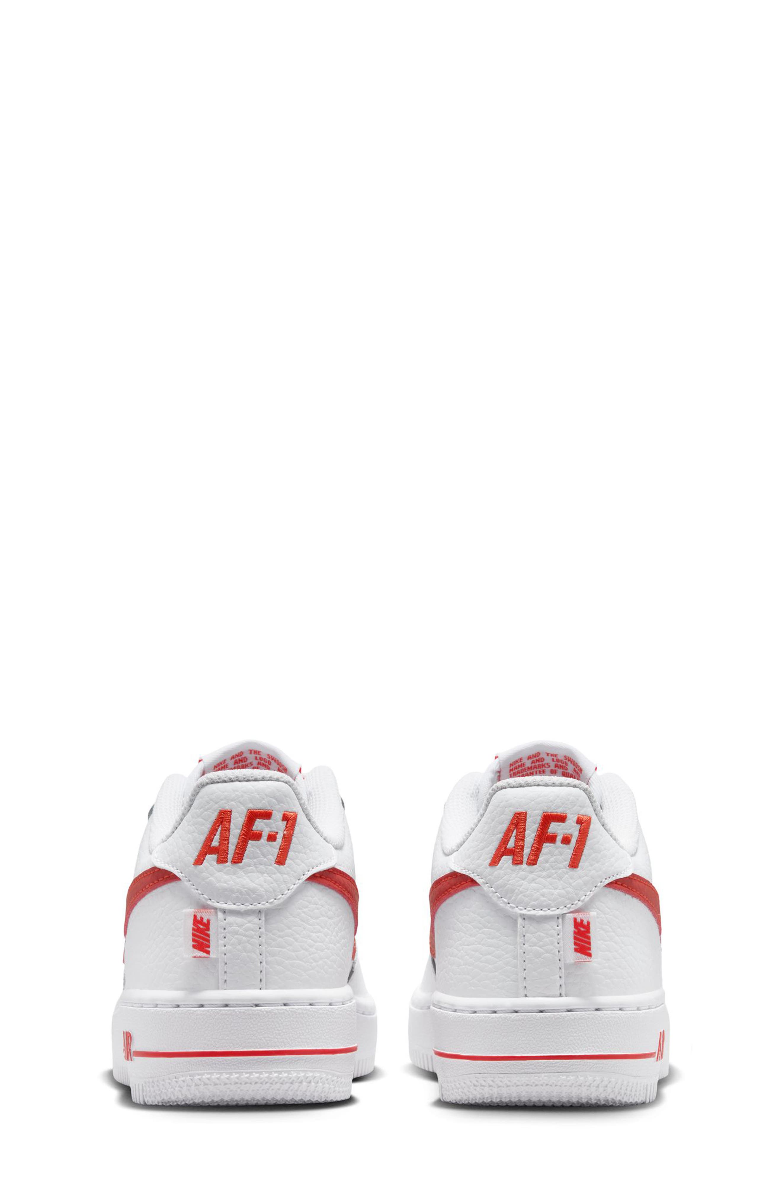 Kids' Air Force 1 Low Basketball Sneaker, Alternate, color, WHITE/ PICANTE RED/ WHITE
