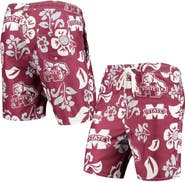 Wes & Willy Men's Wes & Willy Maroon Mississippi State Bulldogs Floral Volley Logo Swim Trunks
