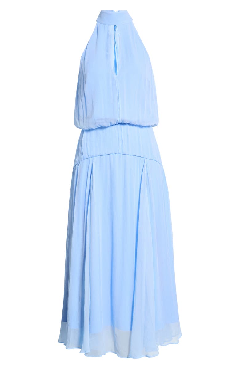 STAUD Camryn Keyhole Crinkle Crepe Midi Dress, Alternate, color, Clear Blue