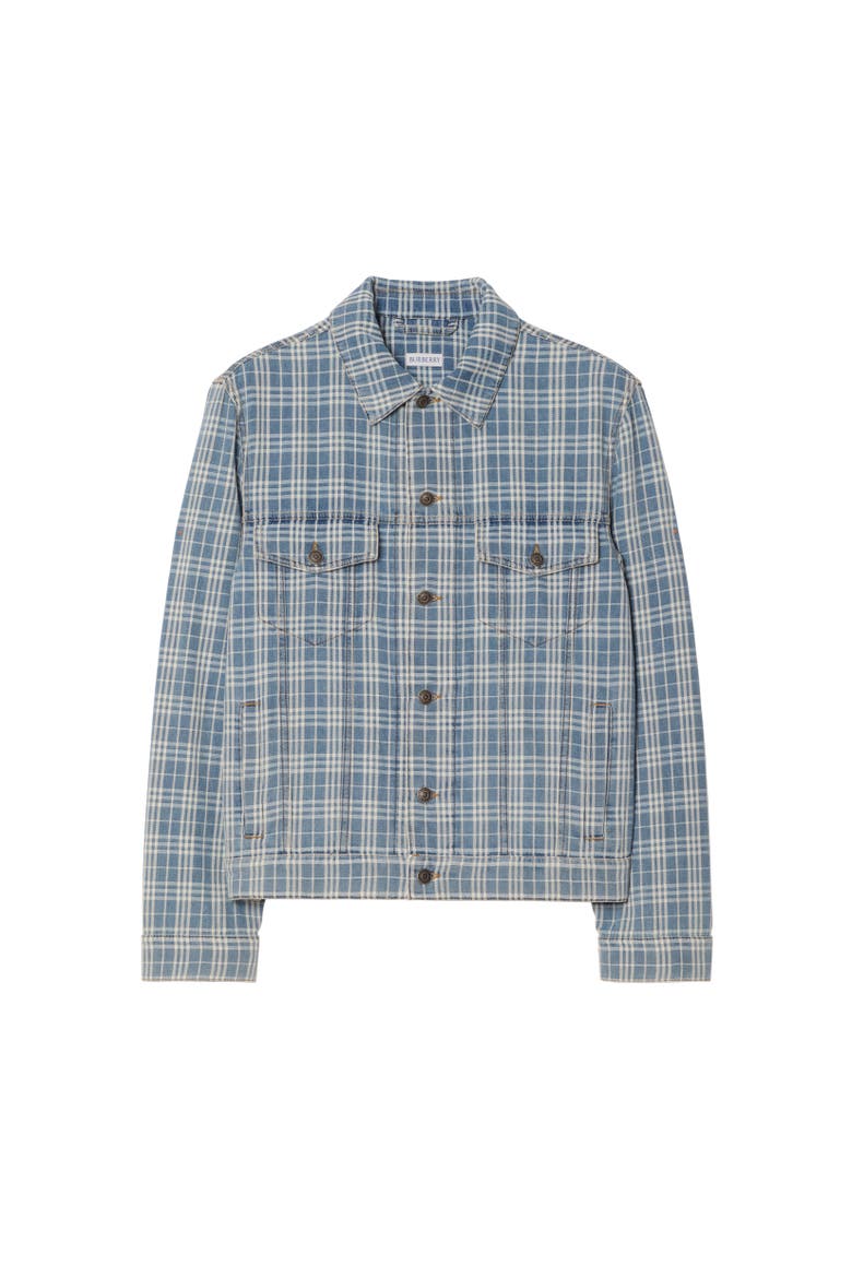 Check Denim Jacket, Alternate, color, Light indigo blue