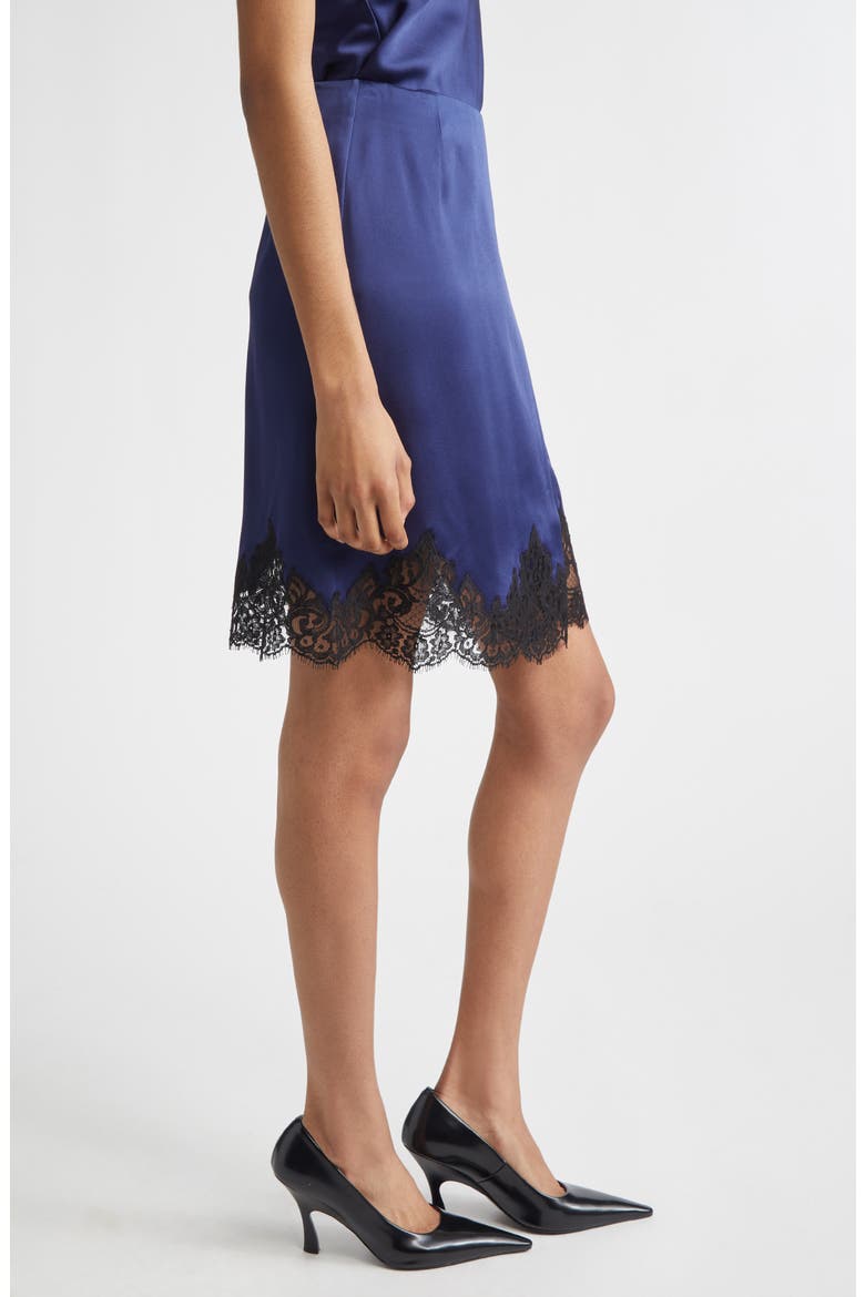 Iconic Lace Trim Satin Wrap Skirt, Alternate, color, NAVY