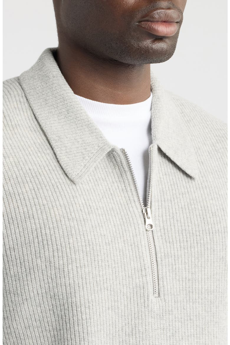 Saisaks Wool Half Zip Polo Sweater, Alternate, color, GREY MEL.