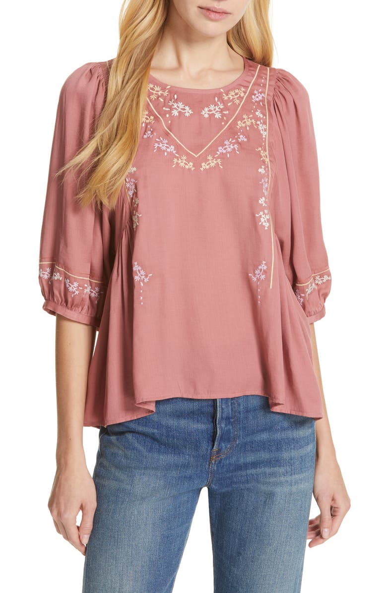Dolan Rose Embroidered Top, Main, color,