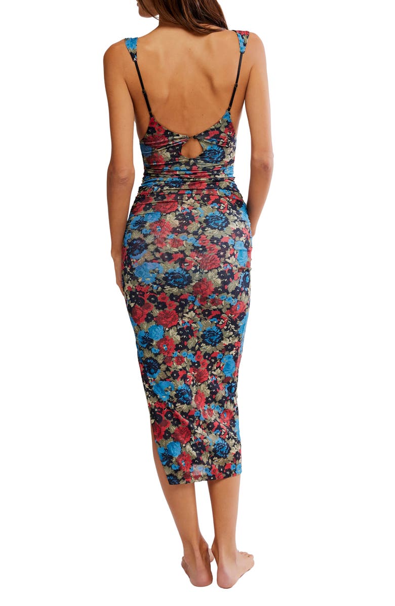 Free People Print Mesh Body-Con Dress, Alternate, color, Black Combo