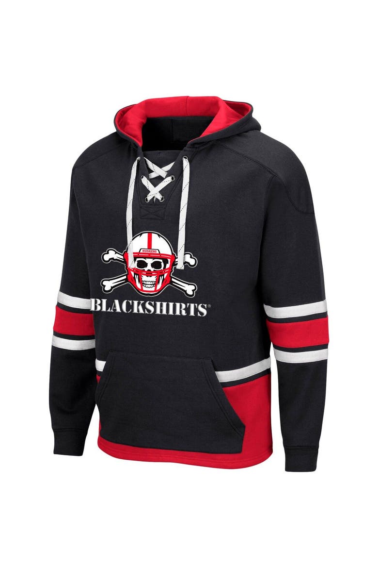 Men's Colosseum Black Nebraska Huskers Lace Up 3.0 Pullover Hoodie, Alternate, color, Black