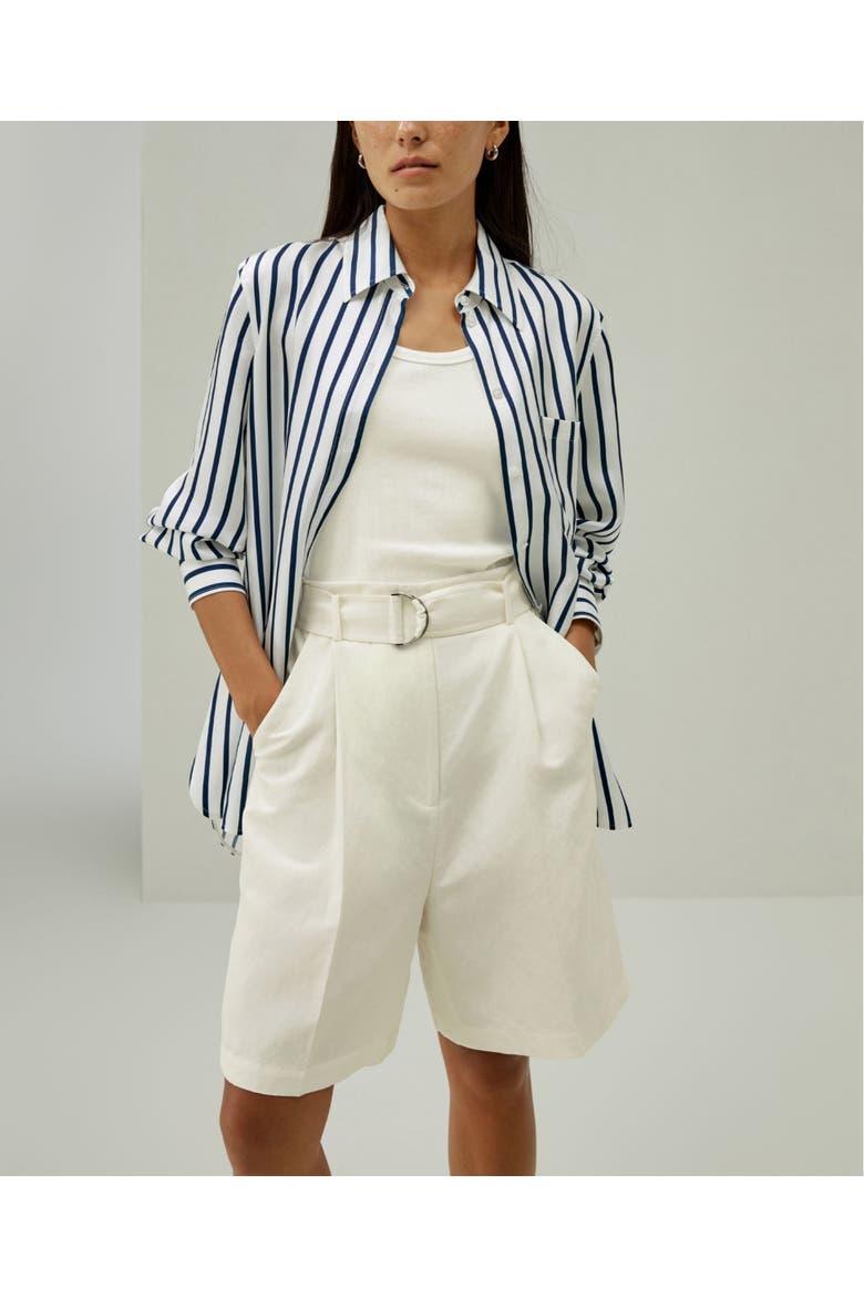 Women's Chic Silk-Linen Blend Bermuda Shorts, Alternate, color, White