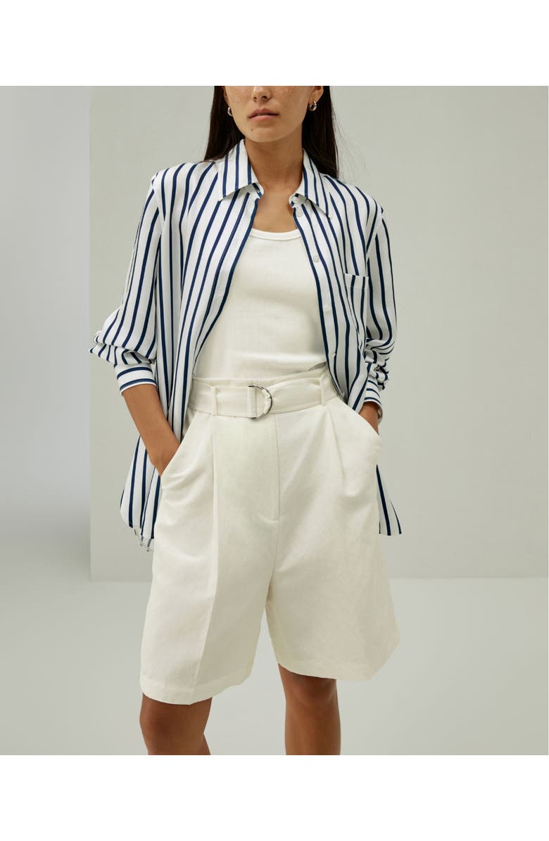 Lilysilk Women's Chic Silk-Linen Blend Bermuda Shorts, Alternate, color, White