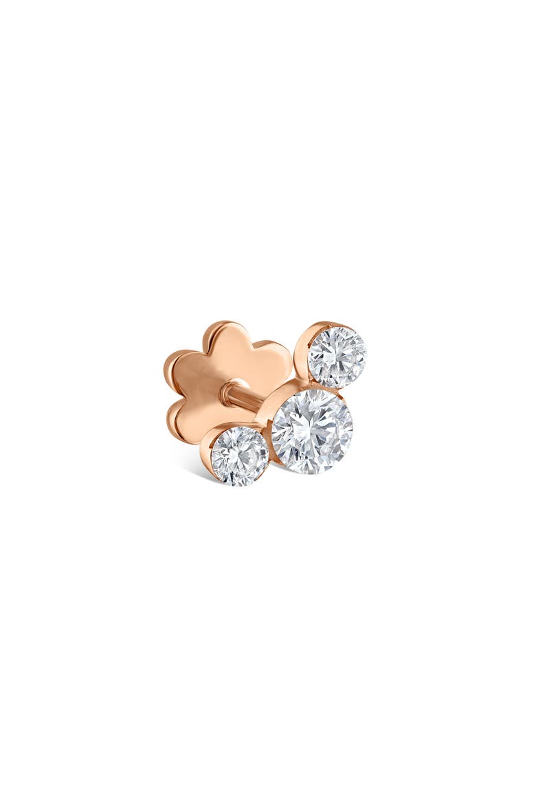Invisible Setting Three Diamond Stud Earring, Main, color, WHITE GOLD