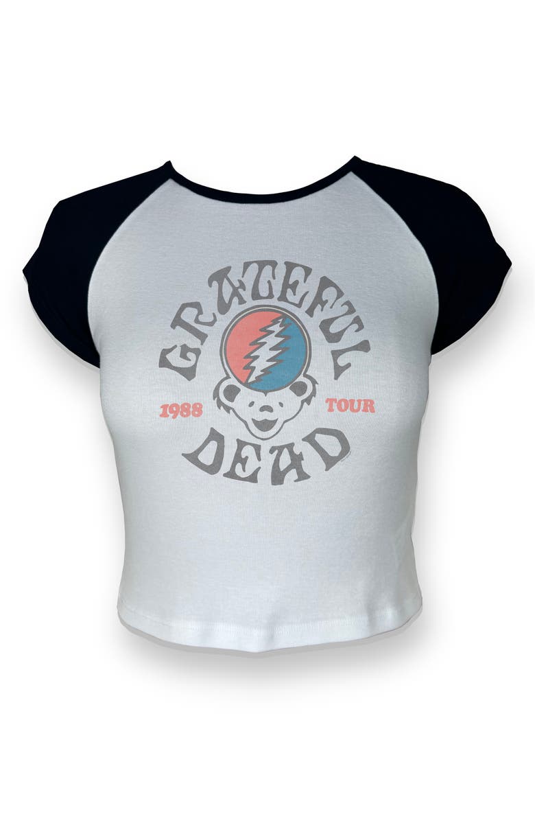 Junk Food Grateful Dead 1988 Tour Graphic Raglan Baby Tee, Main, color, Black/ White