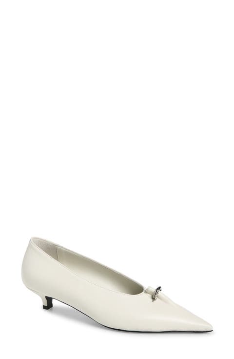 Pierced Pointed Toe Leather Pump