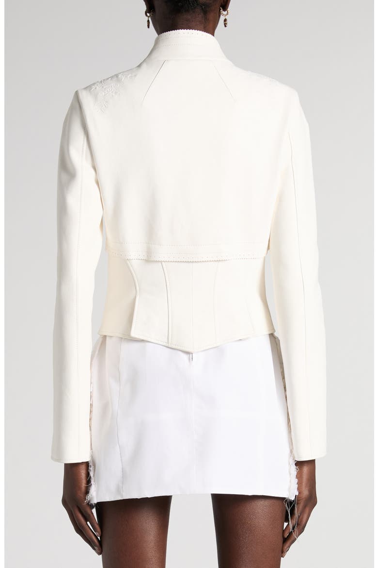 Embroidered Leather Jacket, Alternate, color, CREAM