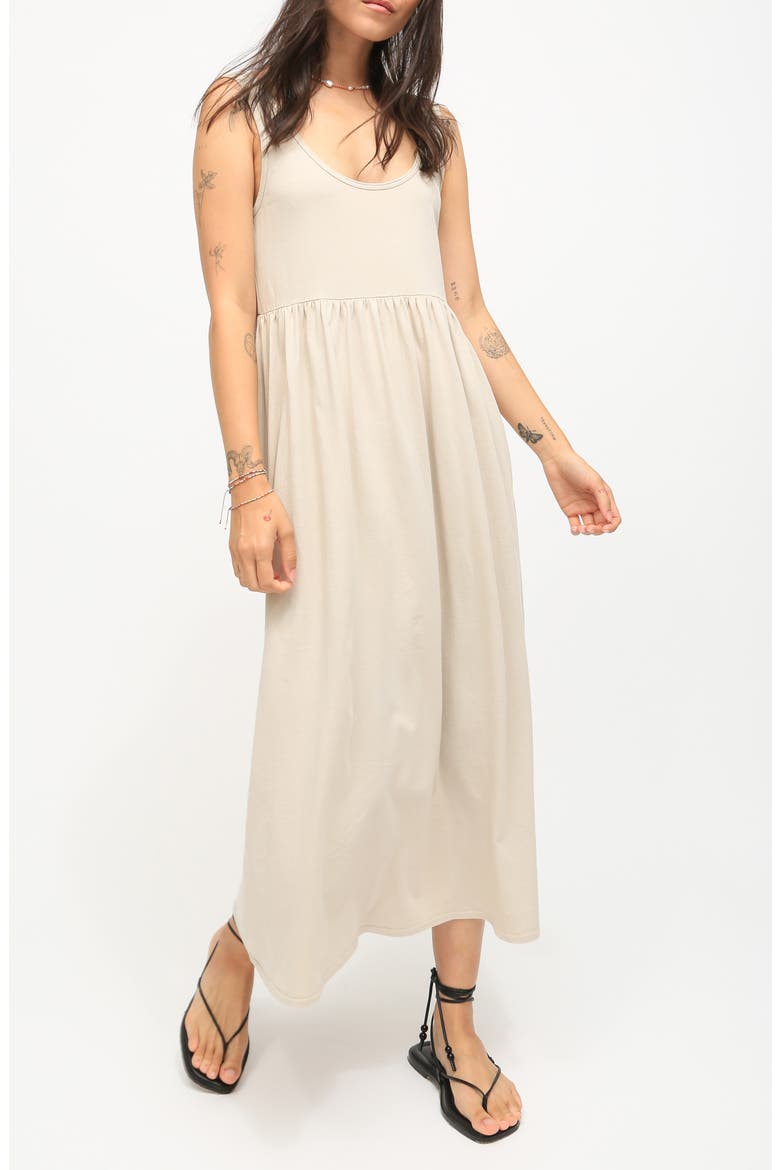 Isabel Cotton Jersey Midi Dress, Main, color, STONE