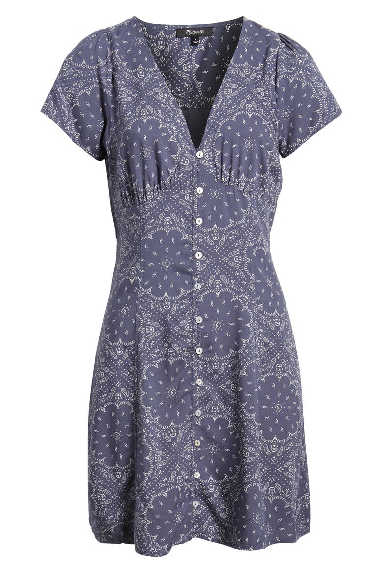 Shirred Button Front Minidress, Alternate, color, NIGHTTIME