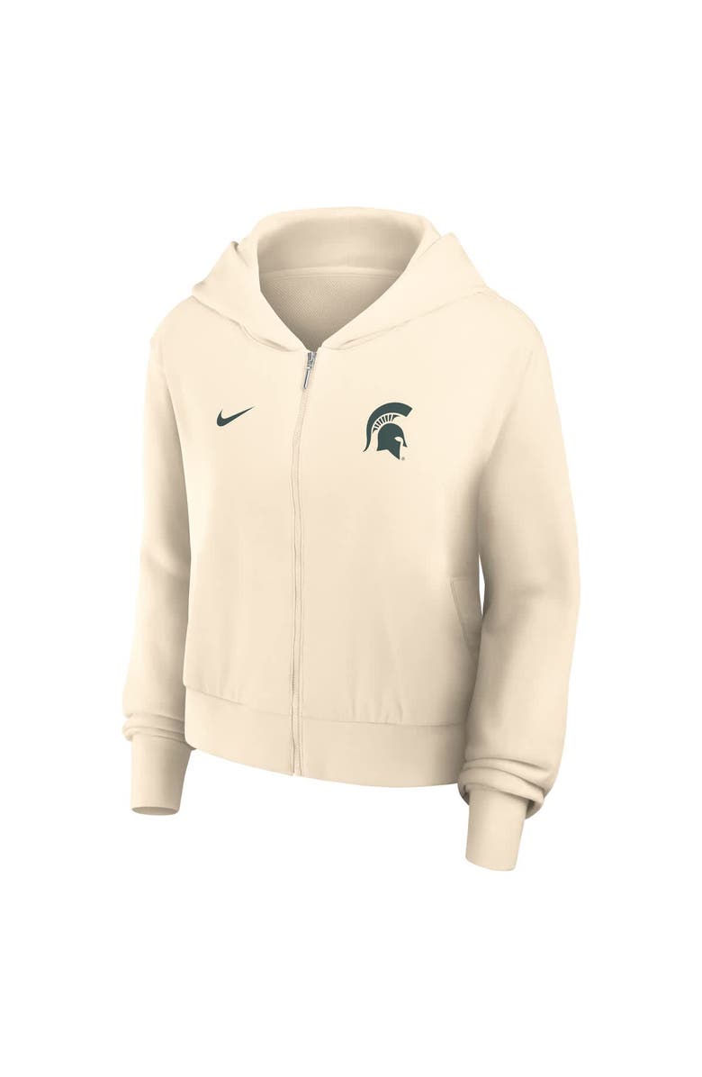 Nike Women's Nike Cream Michigan State Spartans Cropped Chill Full-Zip Hoodie, Alternate, color, Cream