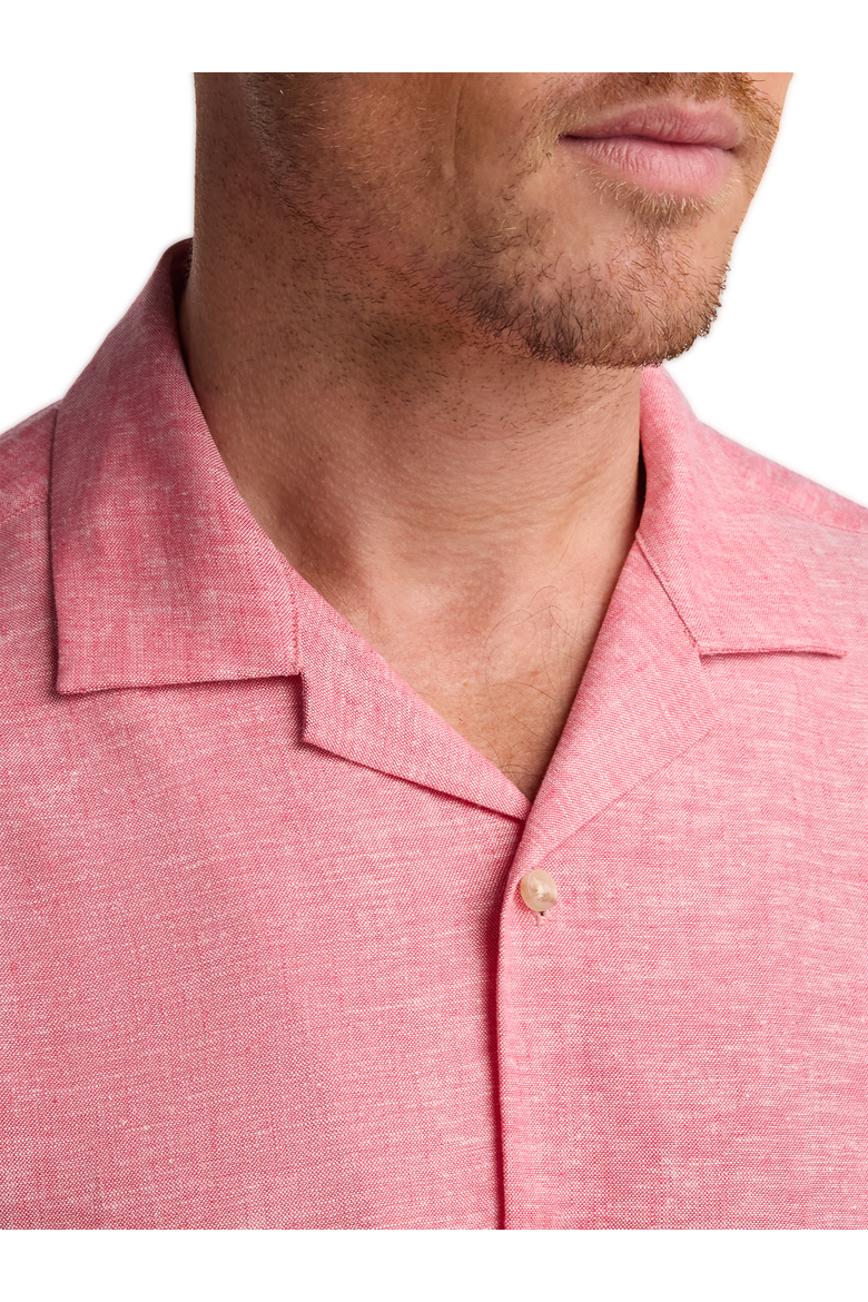 Linen Blend Solid Casual Shirt, Alternate, color, Light Red
