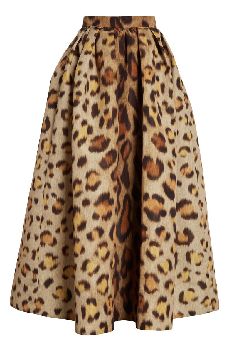 Oscar de la Renta Jaguar Print Faille Midi Skirt, Alternate, color,