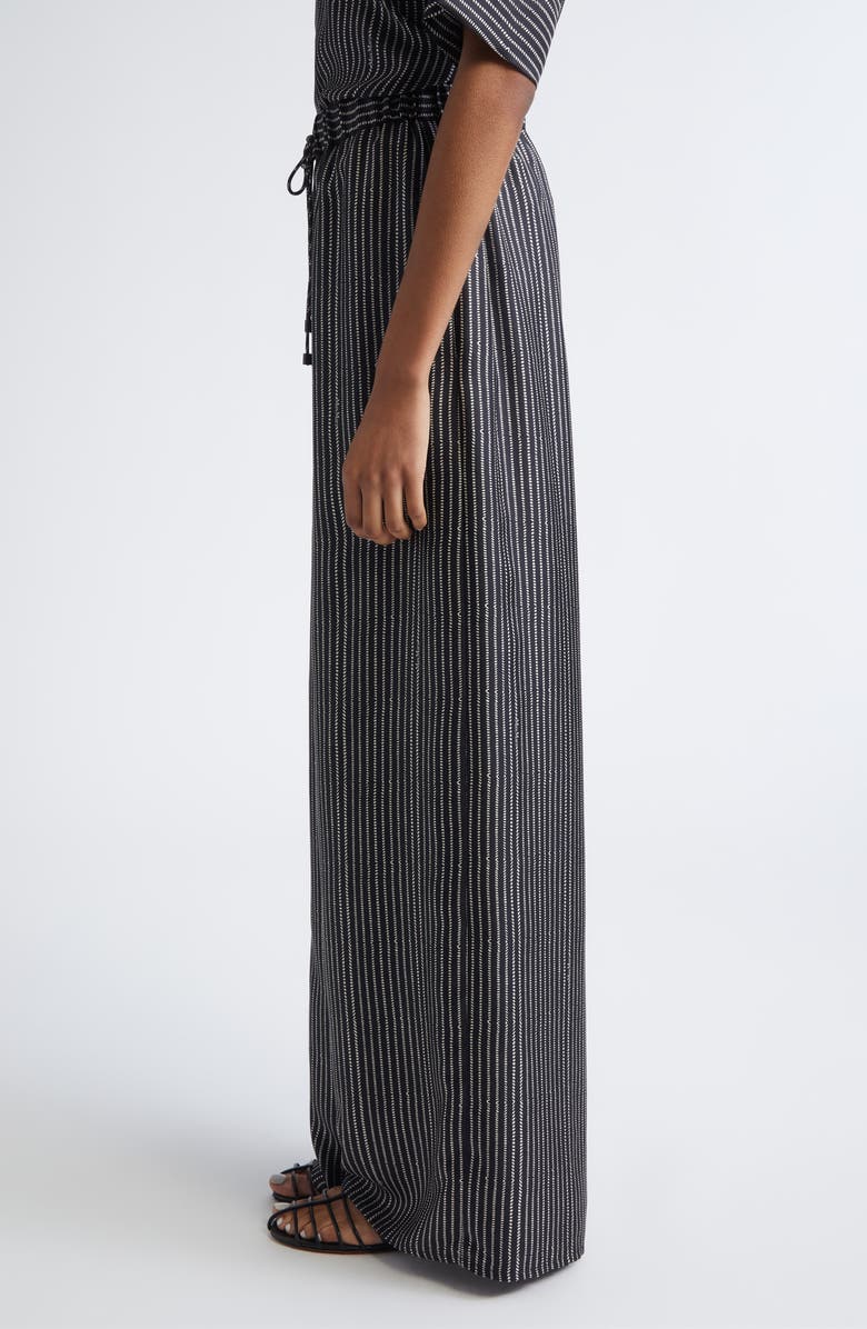 Max Mara Clarino Broken Stripe High Waist Wide Leg Silk Pants, Alternate, color, 