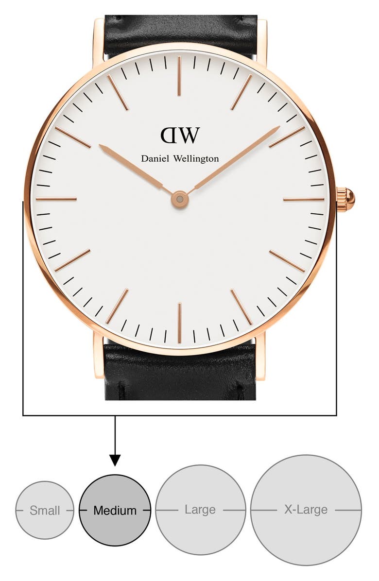Daniel Wellington 'Classic Sheffield' Leather Strap Watch, 36mm, Alternate, color, 