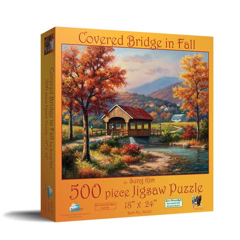 Covered Bridge in Fall 500 piece Jigsaw Puzzle for Adults