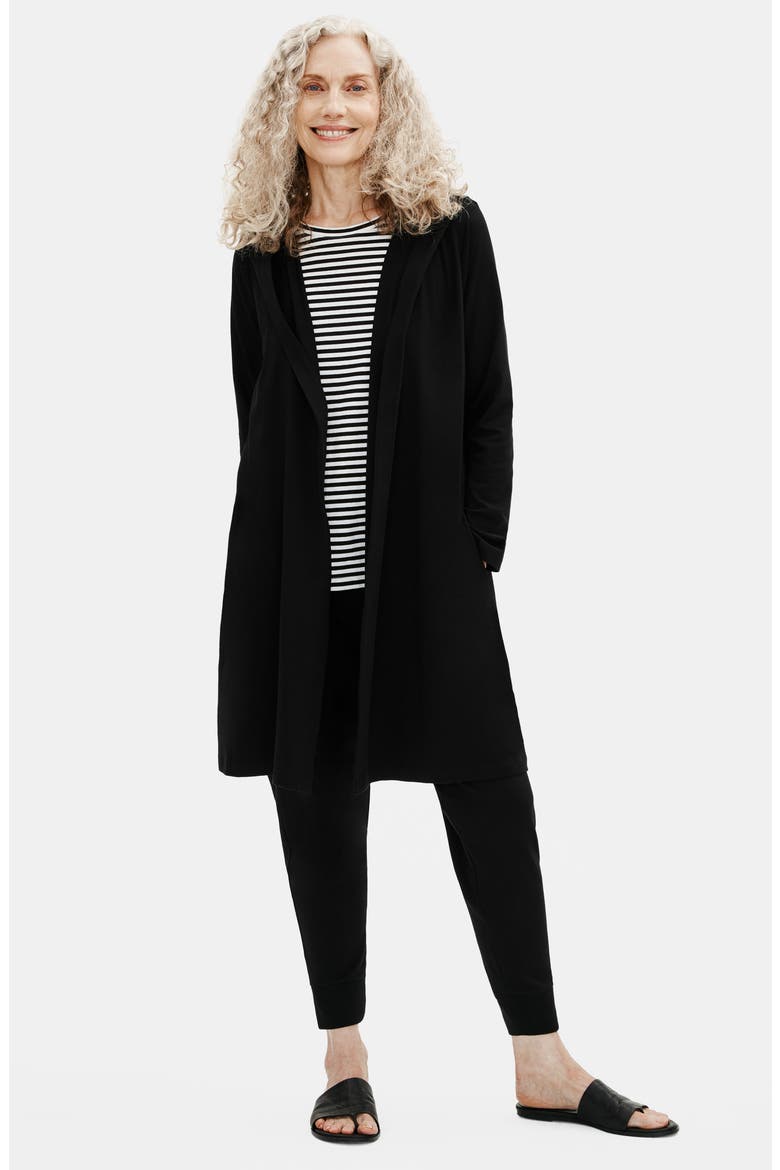 Hooded Open Front Jacket, Alternate, color, BLACK