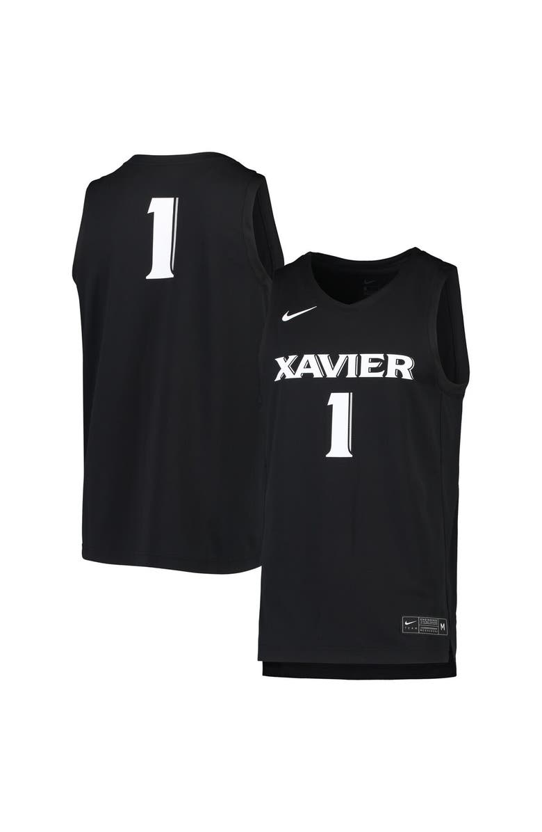Nike Men's Nike #1 Black Xavier Musketeers Team Replica Basketball Jersey, Main, color, Black