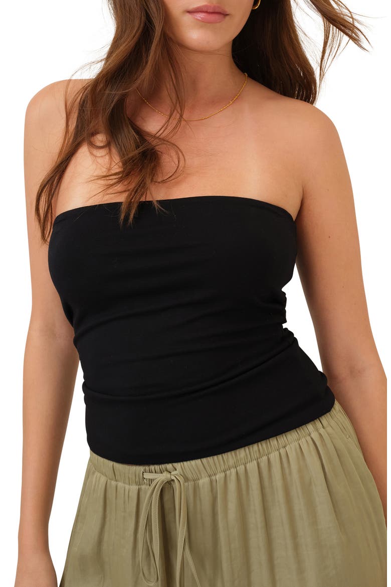 Stretch Jersey Bandeau Top, Main, color, BLACK