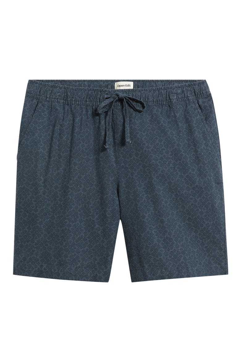 Linen Blend Shorts, Alternate, color, NAVY ECLIPSE GEO