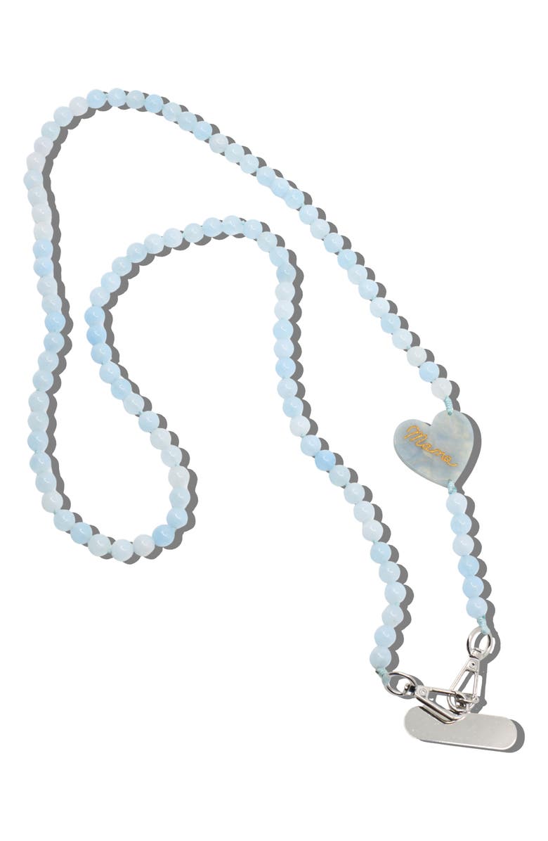 Solar Eclipse Mama Heart Beaded Crossbody Phone Strap, Alternate, color, Baby Blue