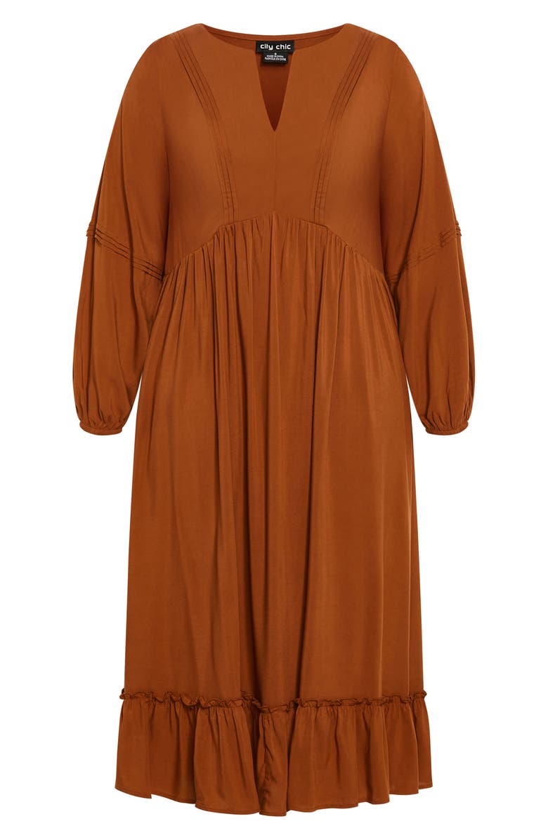 City Chic Alena Long Sleeve Midi Dress, Alternate, color, Masala