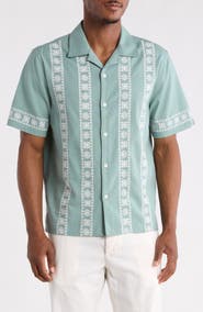Wax London Didcot Embroidered Cotton & Linen Camp Shirt