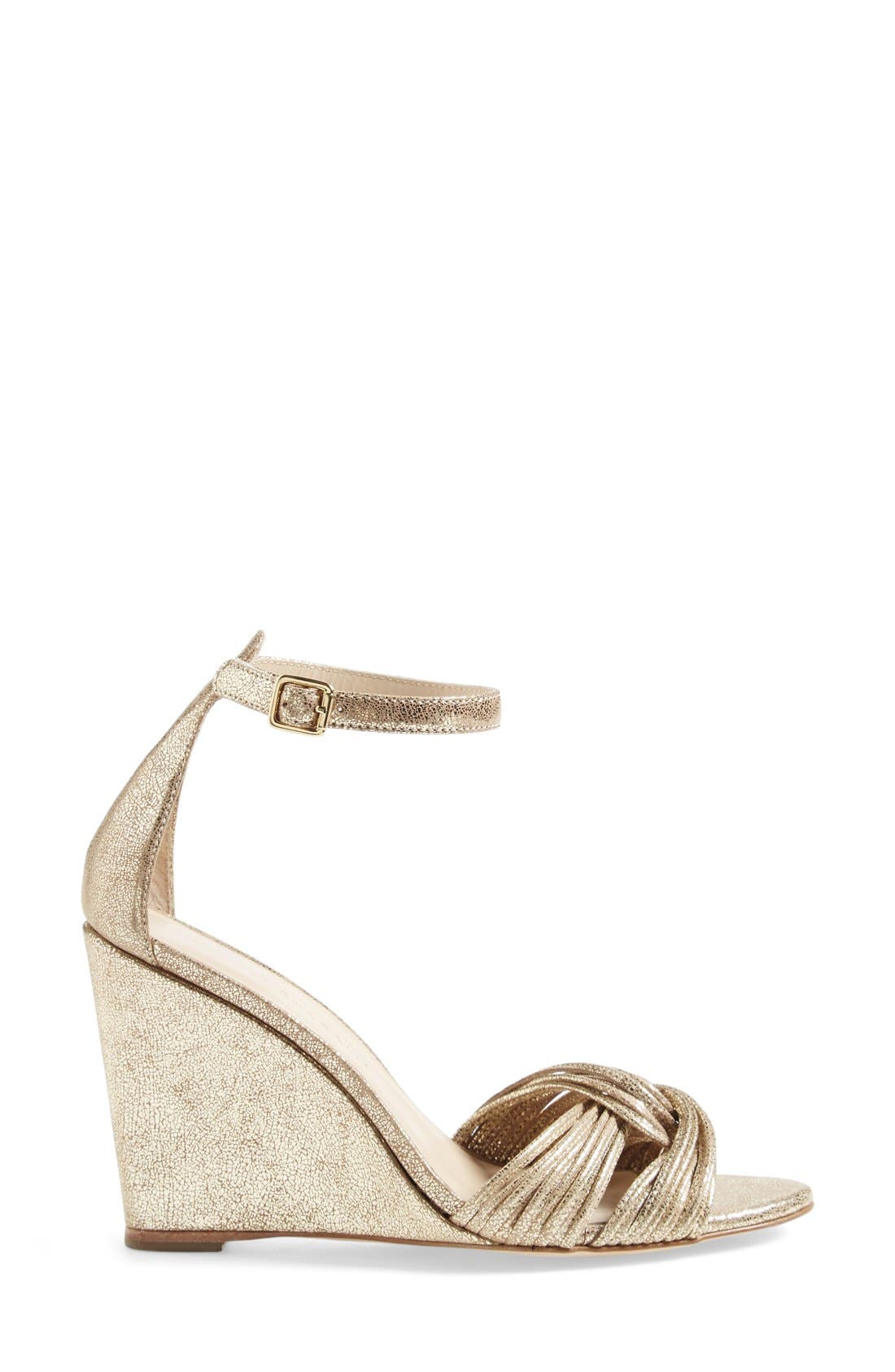 'Allegra' Metallic Leather Wedge Sandal, Alternate, color, GOLD