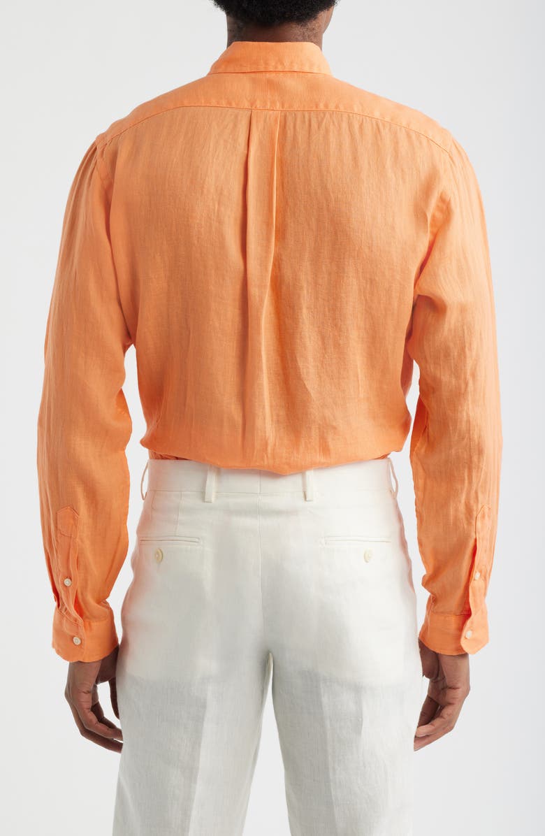 Polo Ralph Lauren Classic Fit Linen Button-Down Shirt, Alternate, color, Pompano Orange
