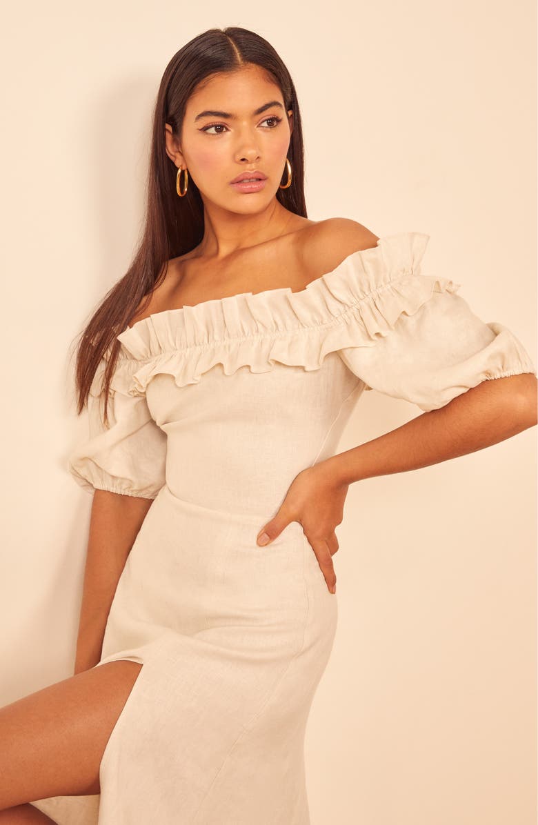Reformation Marley Off the Shoulder Linen Dress, Alternate, color, 