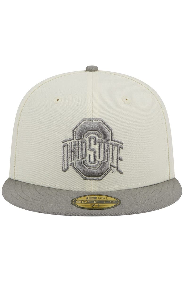 New Era Men's New Era Stone/Gray Ohio State Buckeyes Chrome & Concrete 59FIFTY Fitted Hat, Alternate, color, 