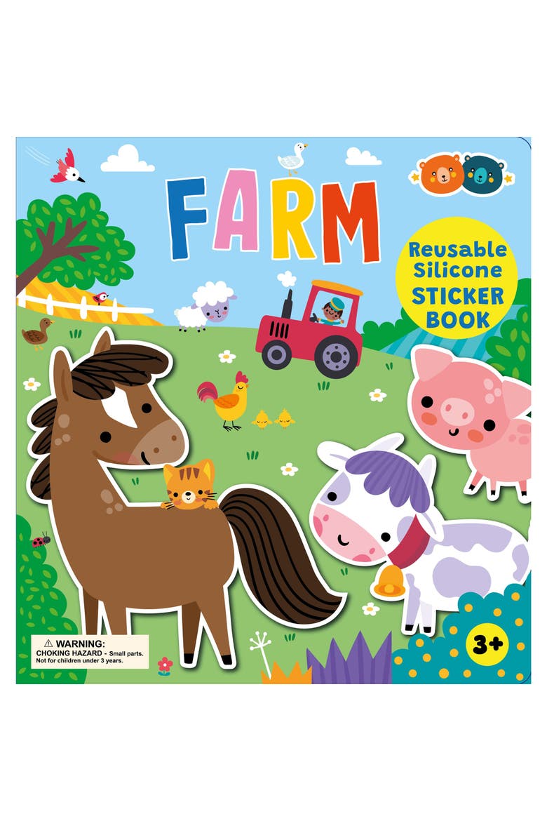 Reusable Silicone Sticker Book, Farm, Kids 3+, Main, color, Multicolored