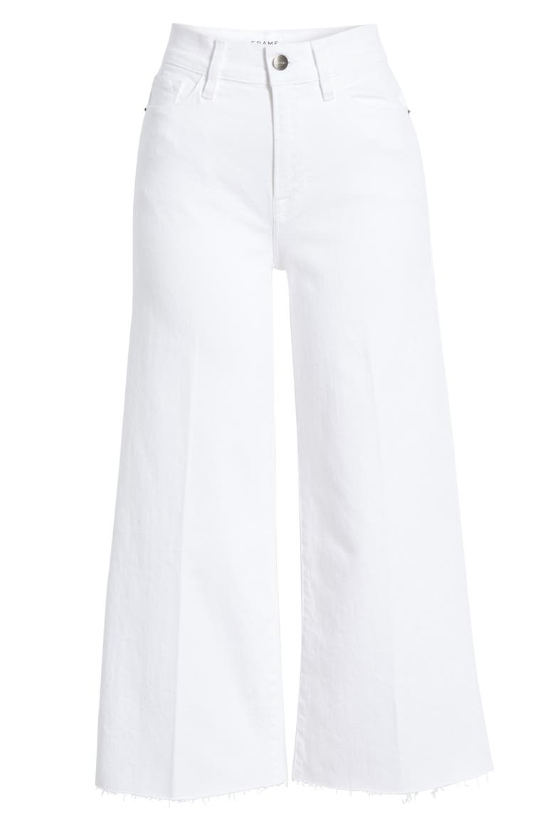High Waist Crop Wide Leg Jeans, Alternate, color, BLANC