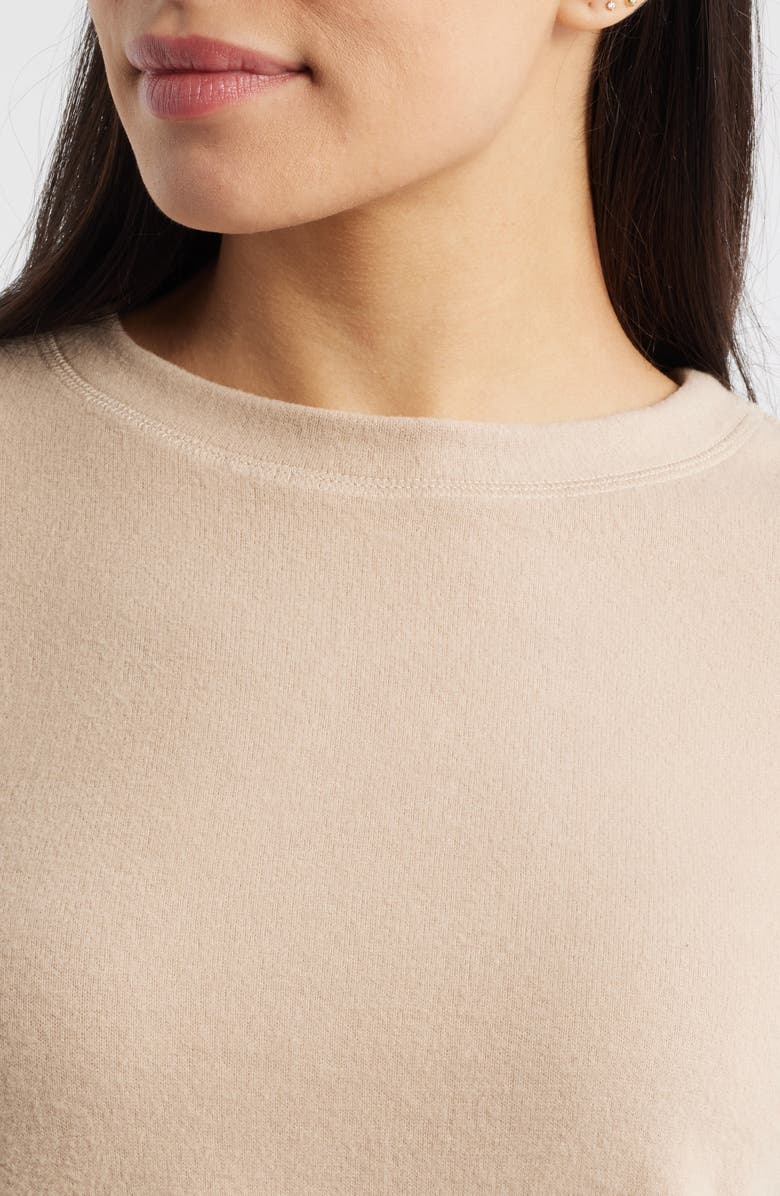 Loveappella Brushed Jersey Crewneck Top, Alternate, color, Camel