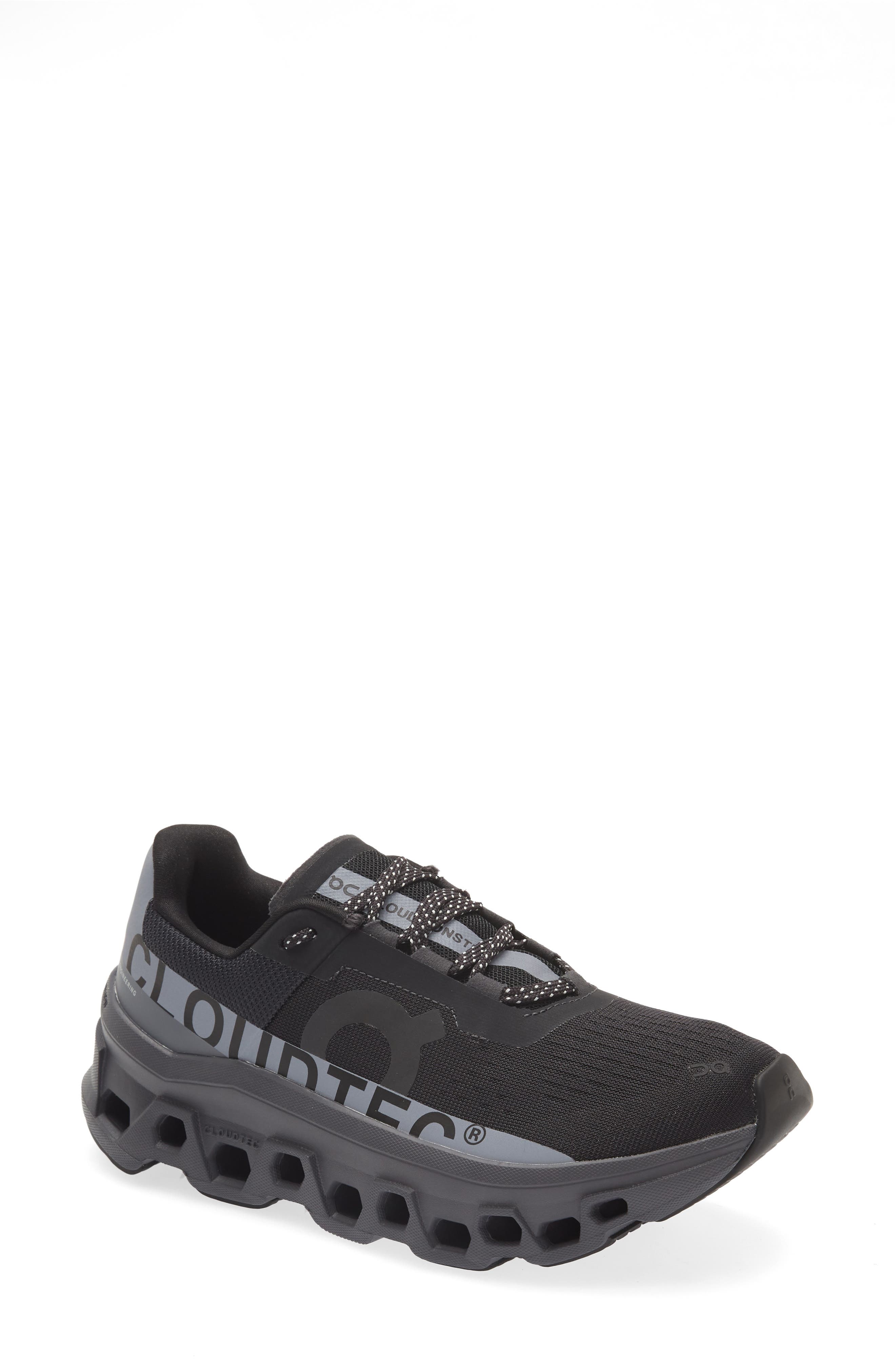 On Clound Monster Lumos Running Shoe, Main, color, Black