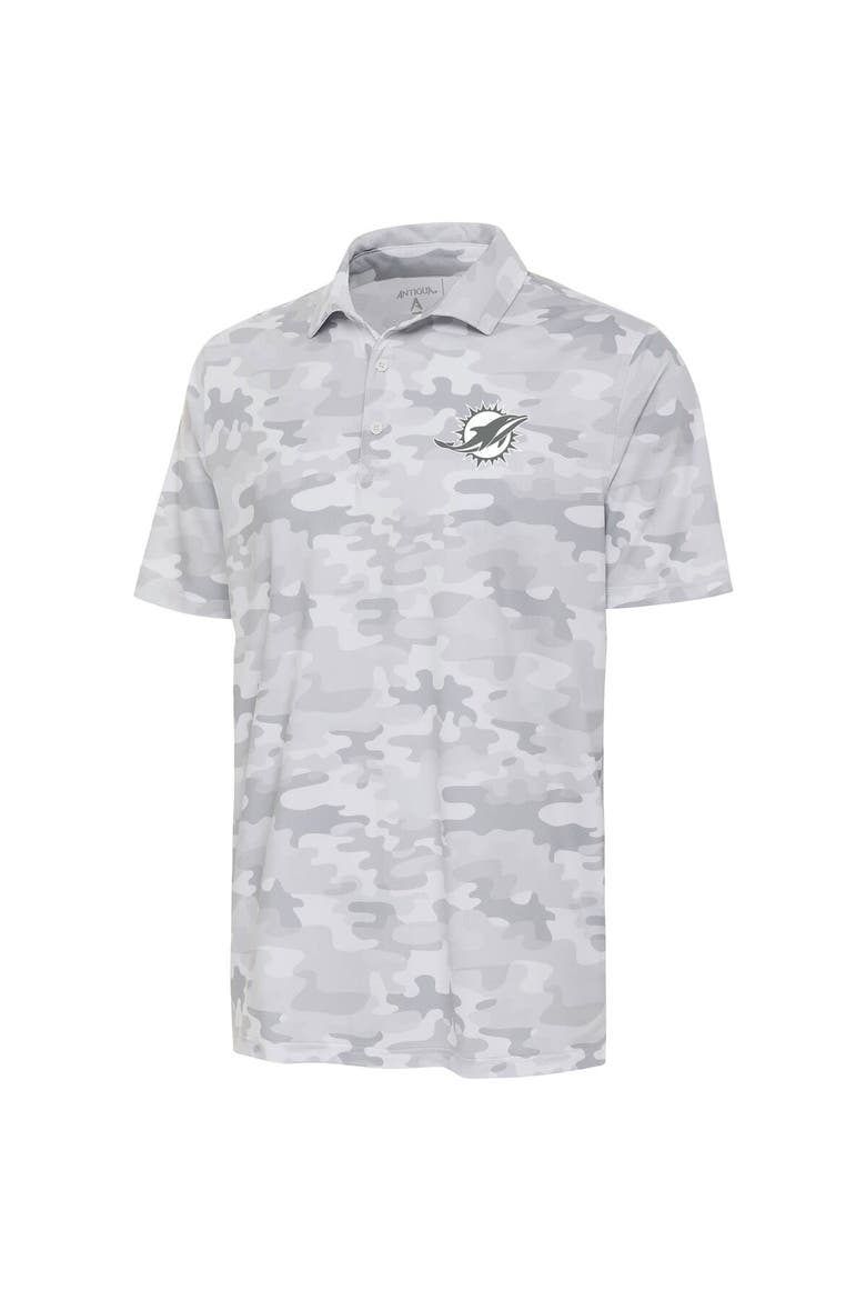 Men's Antigua White Miami Dolphins Anthracite Logo Collide Polo, Alternate, color, White