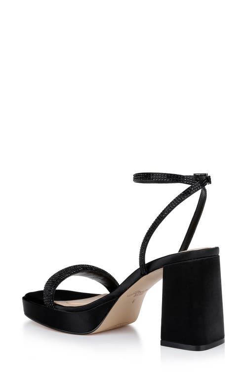 Jewel Badgley Mischka Teddi Womens Embellished Textured Block Heels In Black Satin