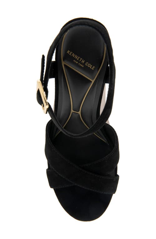 Kenneth Cole Taelyn Ankle Strap Platform Wedge Sandal In Black Suede