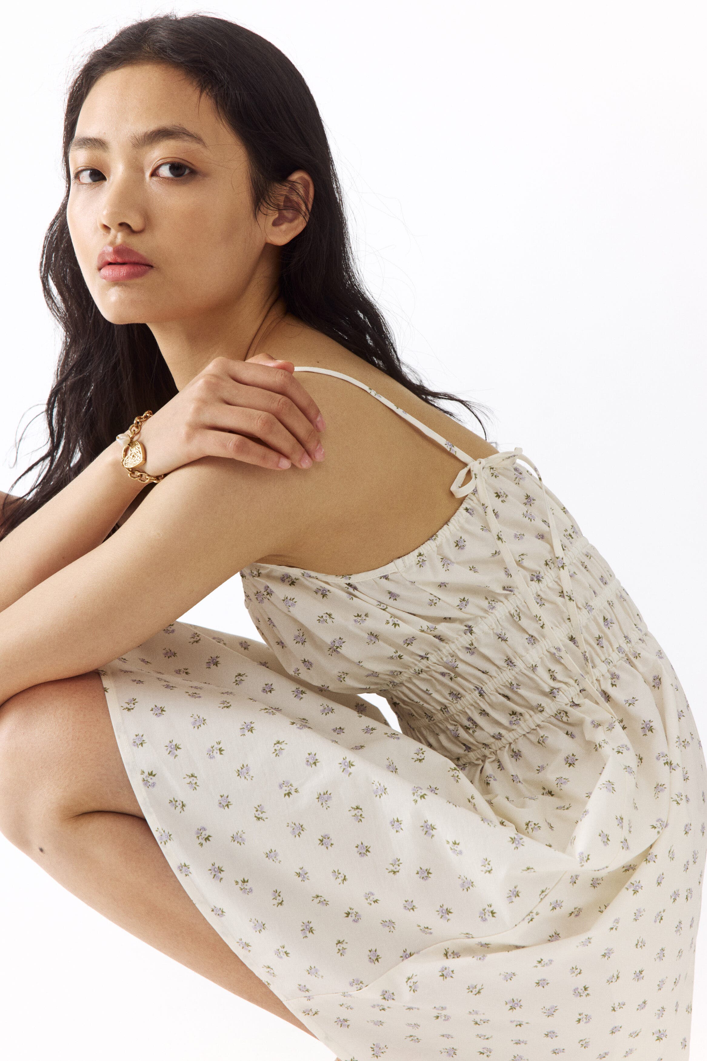 Cotton dress with tie-top shoulder straps - image 2