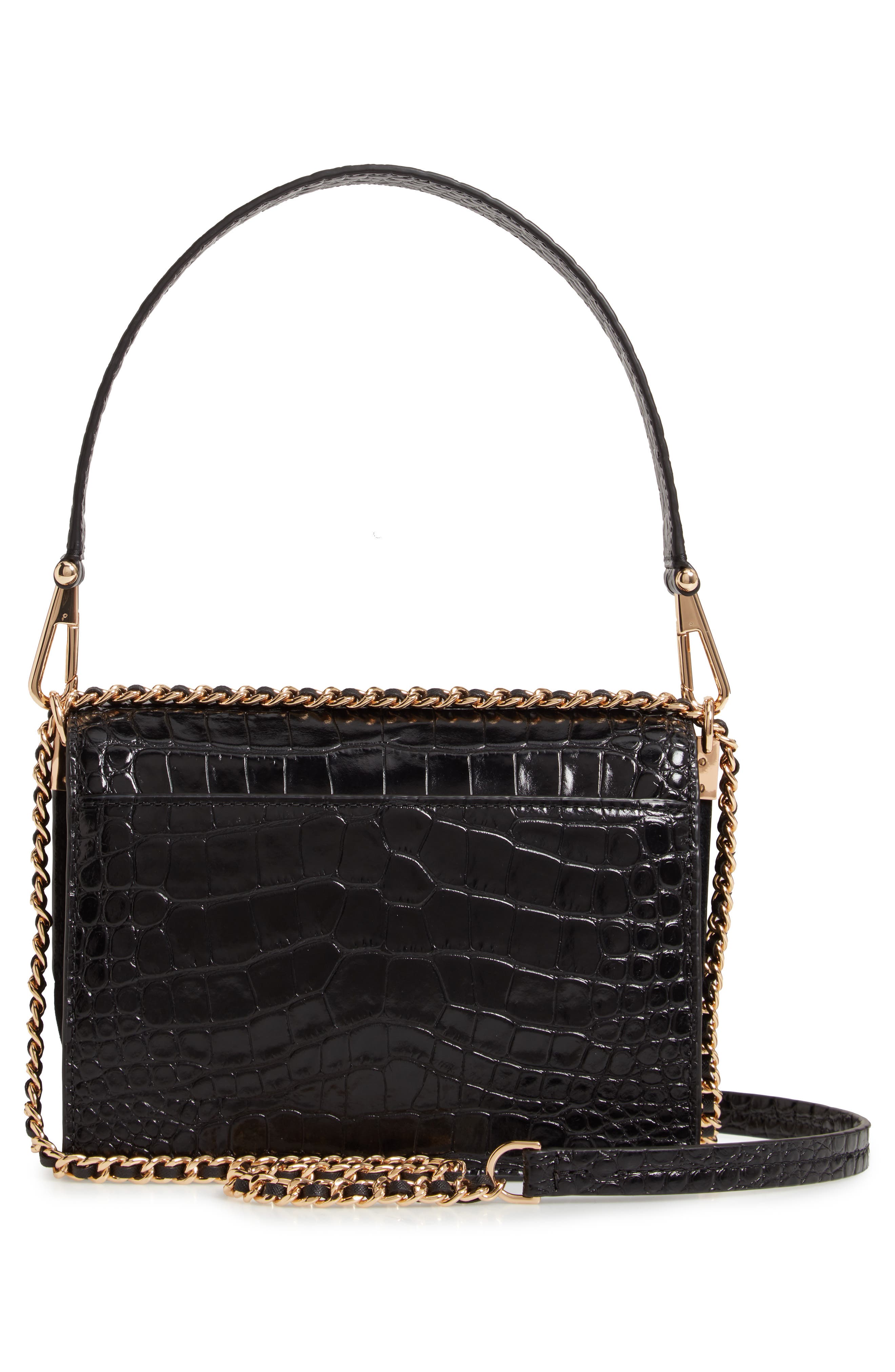 Tory Burch Robinson Croc Embossed Leather Shoulder Bag, Alternate, color, 