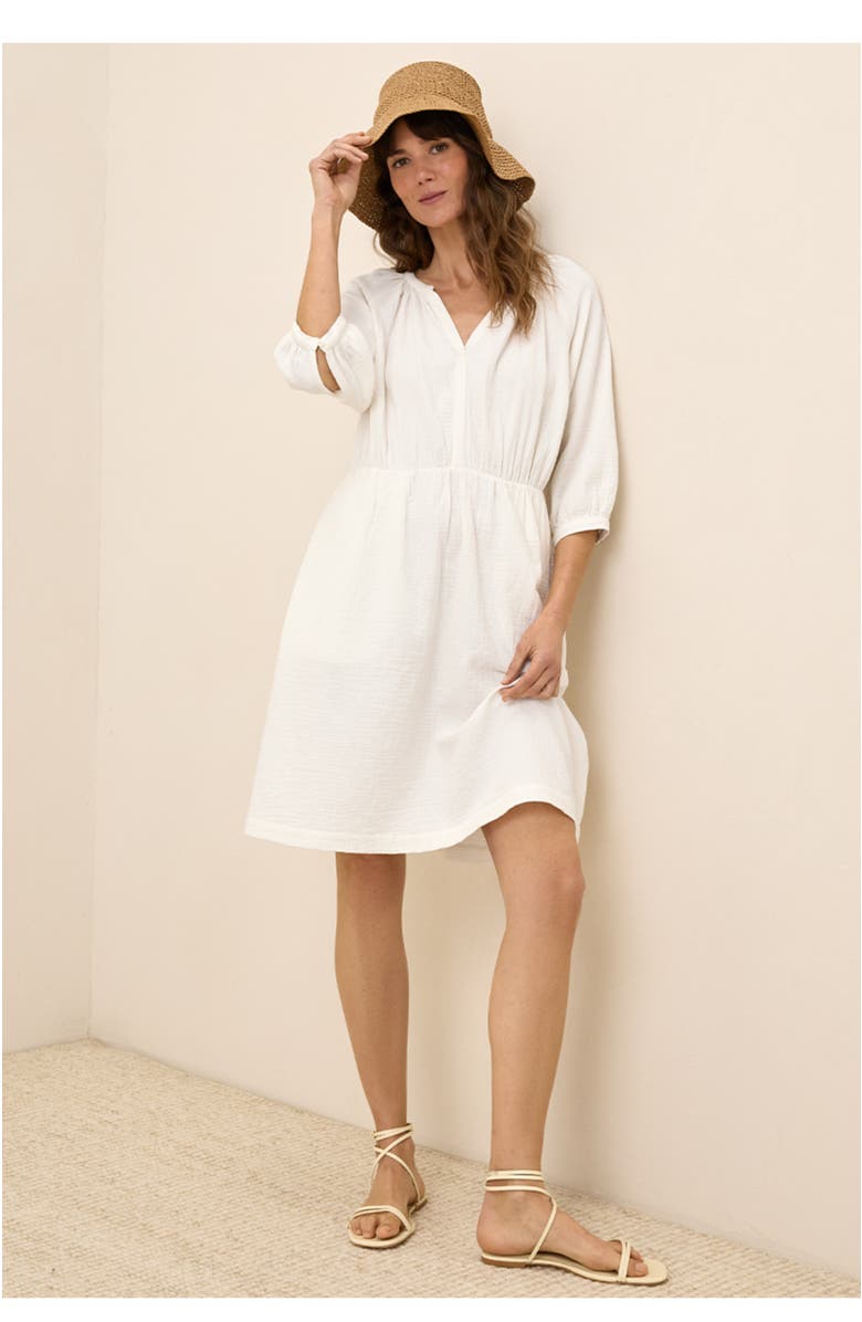 Pact Organic Cotton Coastal Double Gauze Peasant Dress, Alternate, color, Sea Salt