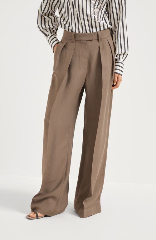 Brunello Cucinelli Sartorial Wide Trousers In Cocoa