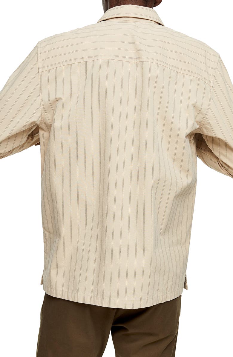 Topman Pinstripe Overshirt, Alternate, color, 