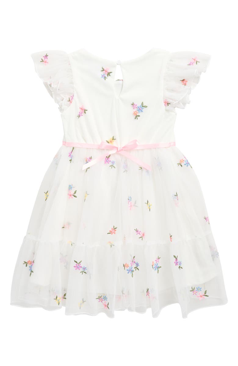 Zunie Kids' Embroidered Mesh Party Dress, Alternate, color, Ivory