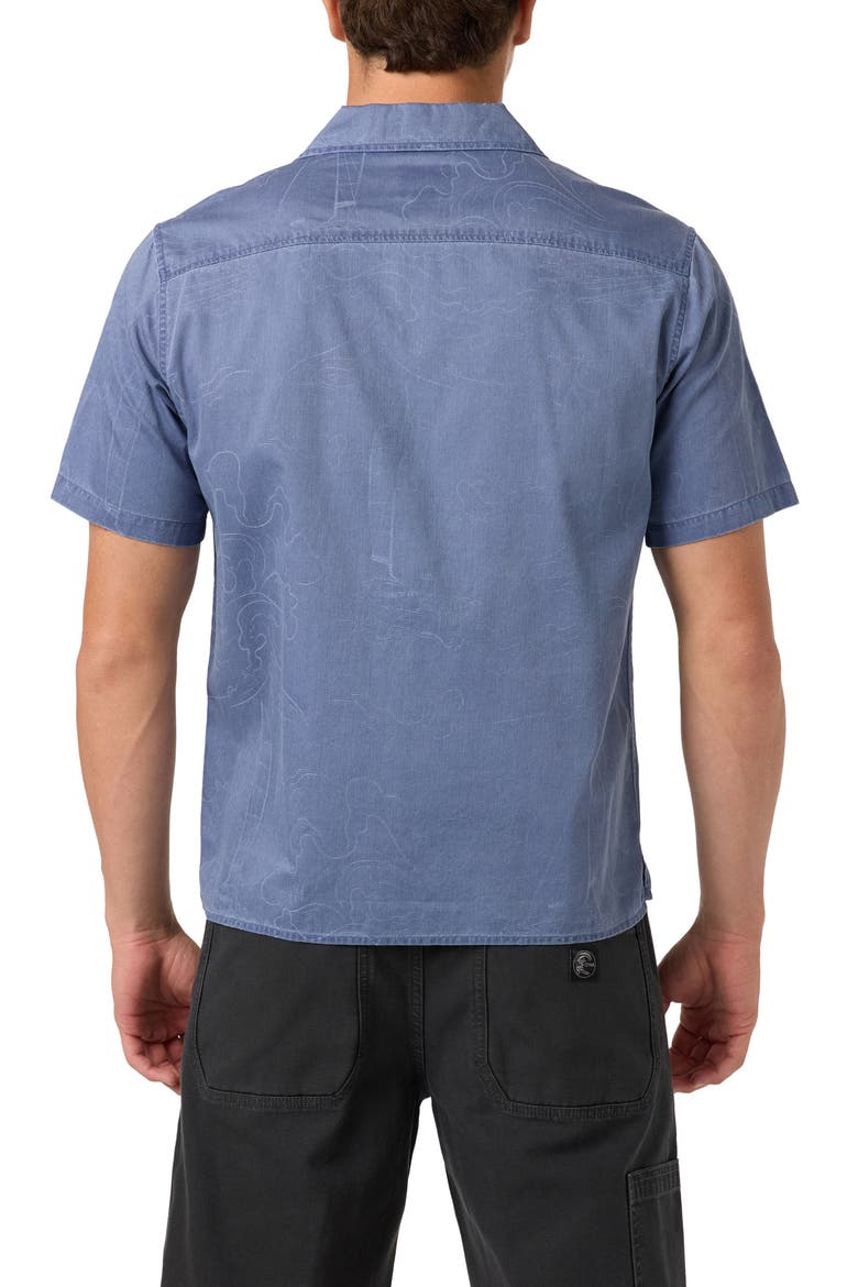 OG Sails Jacquard Cotton Twill Camp Shirt, Alternate, color, NIGHTSHADOW BLUE